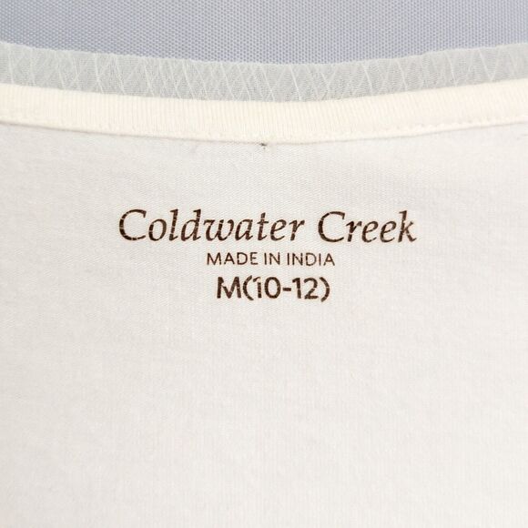 Coldwater Creek M Sequined Tank Top Shell Cream Tan Embellished Knit Stretch - Picture 5 of 9